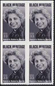 US 3371 Black Heritage Patricia Roberts Harris 33c block (4 stamps) MNH 2000