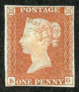 1841 Penny Red (SG) Plate 29 SQUAT S Four Margins SUPERB Mint