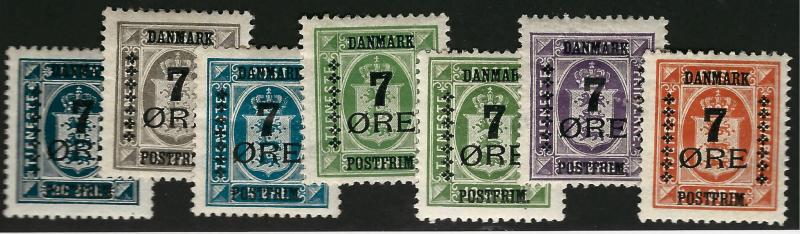 Denmark Nice SC #185-191 F-VF Mint OG hr SCV$80...Such a Deal!