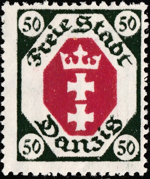 DANZIG - 1921 - Mi.79 50pf blackish green & carmine-red - Mint Hinged*