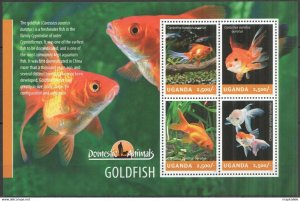 2014 Uganda Goldfish Fishes Fauna Domestic Animals #3280-3283 ** Ug015