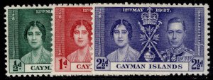 CAYMAN ISLANDS GVI SG112-114, 1937 CORONATION set, M MINT.