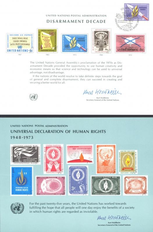 United Nations (Souvenir Cards) Mixed Lot/24 Mint + FD Cancels 1972-1978 