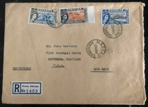 1964 Nassau Bahamas Registered Airmail cover To Bethesda USA