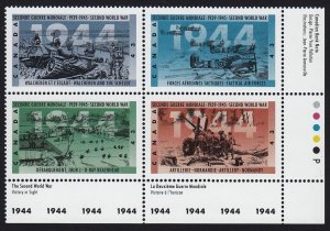 SECOND WORLD WAR WWII 1944 = Canada 1994 #1540a MNH LR BLOCK of 4