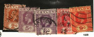 Ceylon #226, 229-32 used