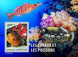 2024 04- CENTRAL AFRICAN - CORAL & FISHES         1V  complet set    MNH ** T