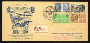 FRANCE 1947 CLEMENT ADER Labels Flight Cover to INDO CHINA BAT Aircraft Topical