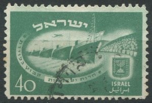 Israel Sc#34 Used, 40p bl grn, 2nd Anniversary of Independence (1950)