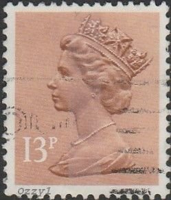 Great Britain #MH83 1984 13p Light Brown QEII Machin Head USED-VF-NH.