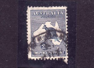 Australia-Sc#46-used-2&1/2p dark blue Kangaroo-1915-24-