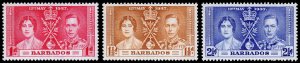 Barbados Scott 190-192 (1937) Mint H F-VF Complete Set C