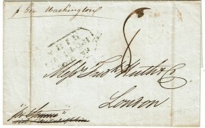 Great Britain 1843 incoming trans-Atlantic cover, New York forwarding agent