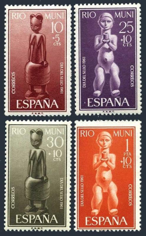 Rio Muni B10-B13,MNH.Michel 25-28. Stamp Day 1961:Statuette.