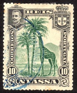 1901, Nyassa 10c, Giraffe, MH CTO, Sc 28