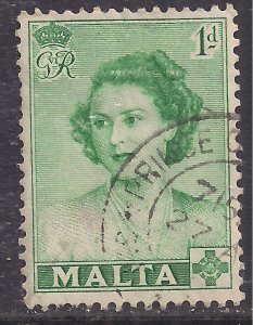 Malta 1950 KGV1 1d Visit Princess Elizabeth used SG 255 ( E1183 )