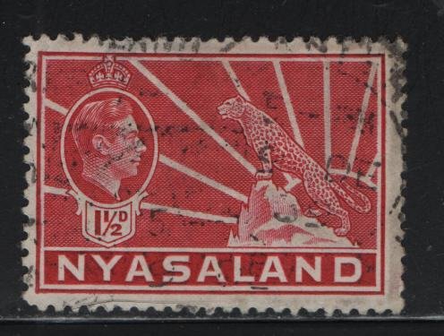 NYASALAND, 56, USED, 1938-44, GEORGE V & LEOPARD