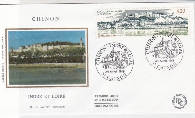 France 1993 Chinon Commune Slogan Cancels  Picture + Stamp FDC Cover Ref 31652