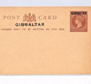 GIBRALTAR QV Early OVERPRINT Postal Stationery Card Unused {samwells-covers}YW53