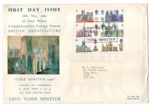 GB 1969 British Cathedrals Official FDC + York Minster SP PMK (vg cond) WS35568