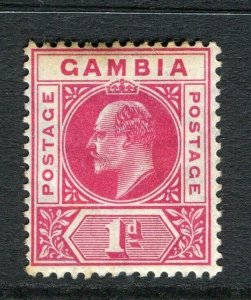 GAMBIA; 1902 early Ed VII Crown CA issue Mint hinged 1d. value