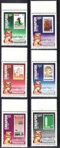 1984 Singapore Sc# 442-47 - 25th Anniv. Self Government, Stamp on Stamp MNH Cv$6
