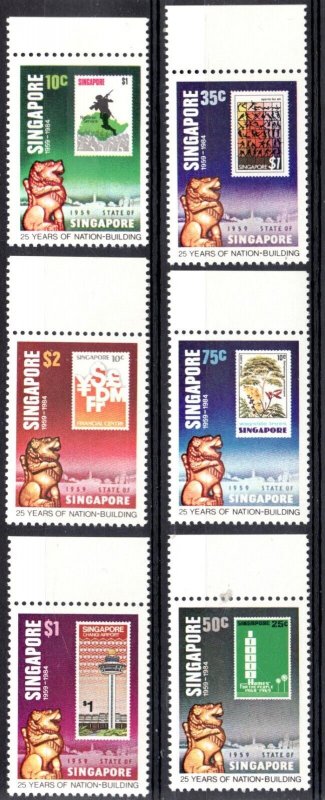 1984 Singapore Sc# 442-47 - 25th Anniv. Self Government, Stamp on Stamp MNH Cv$6
