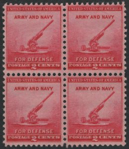 SC#900 2¢ Anti-Aircraft Gun Block of Four (1940) MNH