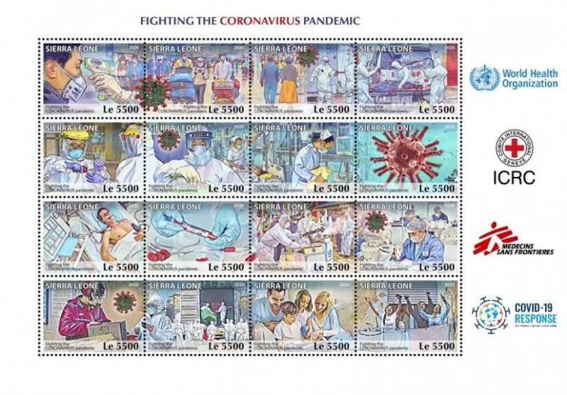 SIERRA LEONE - 2020 - Fight Against Coronavirus-Perf 16v Sheet-Mint Never Hinged