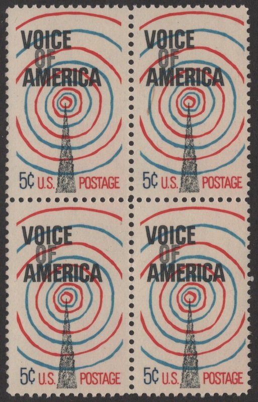 SC#1329 5¢ Voice of America Issue Block of Four (1967) MNH