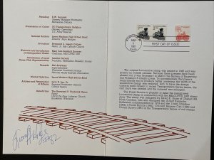 1987 Locomotive Stamp First Day Ceremony Program Sc# 2226 Signed Lionel Aldridge