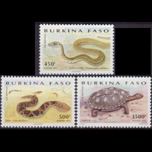 BURKINA FASO 1995 - Scott# 1019-21 Reptiles Set of 3 NH