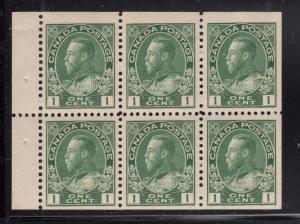 Canada 1911-25 MH Scott #104a 1c Admiral Pane of 6 Re-entry