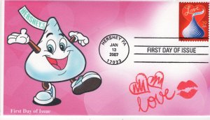 AO-4122-3, 2007, Love, Add-on Cachet, First Day Cover, Standard Postmark, Hershe