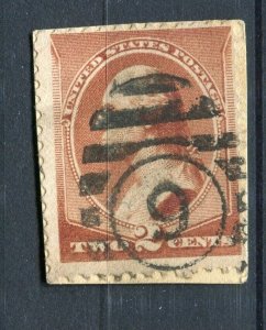 USA; 1870s early classic Washington issue used shade of 2c. + Postmark