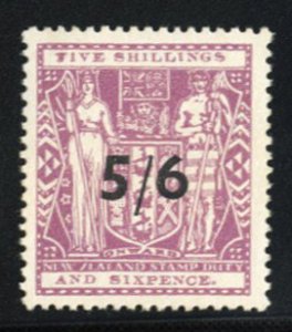 New Zealand #AR96 Cat$26+ (for hinged), 1944 5sh6p on 5sh6p rose lilac, never...