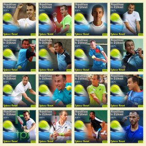 Stamps.  Sports Tennis Czech Players 2023 year , 16 stamps perforated