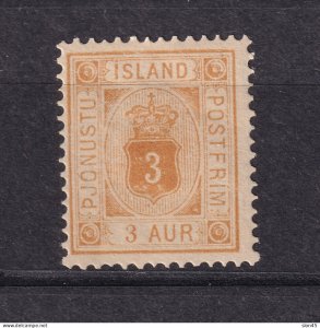 Iceland 1876 3s Official perf 14x13.5 MH 15546