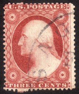 1857, US 3c, Washington, Used, Sc 26