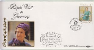 Guernsey 1989 Royal Visit Benham Silk FDC