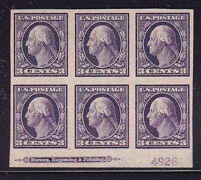 345 VF-XF-LH original gum plate block of 6 nice color cv ...