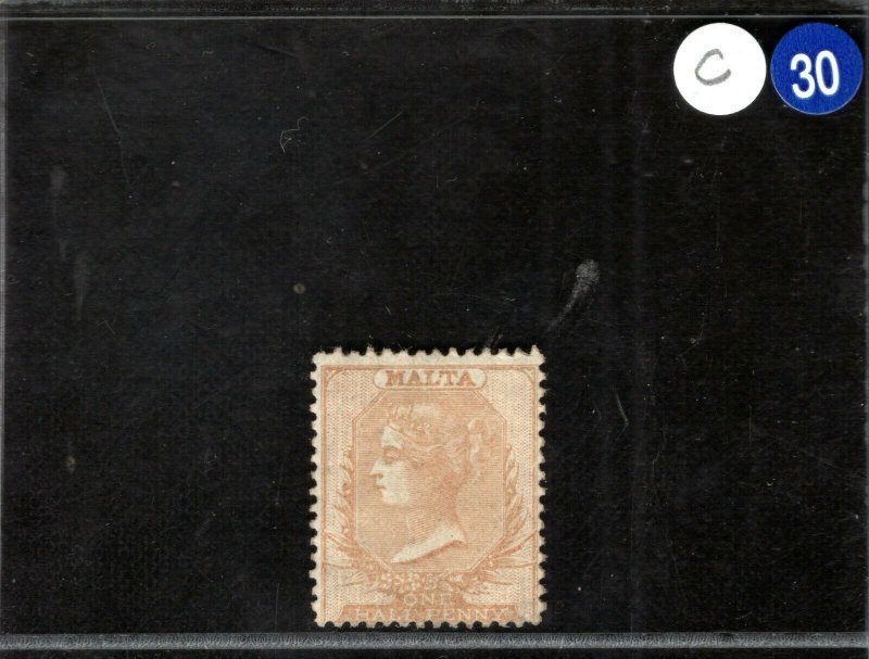 MALTA Classic QV Halfpenny Stamp SG.3 ½d Buff (1863) Mint MM Cat £850 CBLUE30