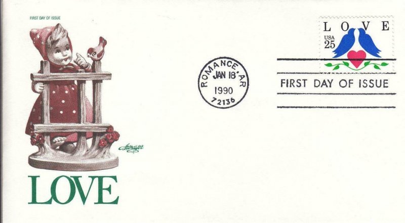 1990, 25c Love Stamp, Artmaster, FDC (D14724)