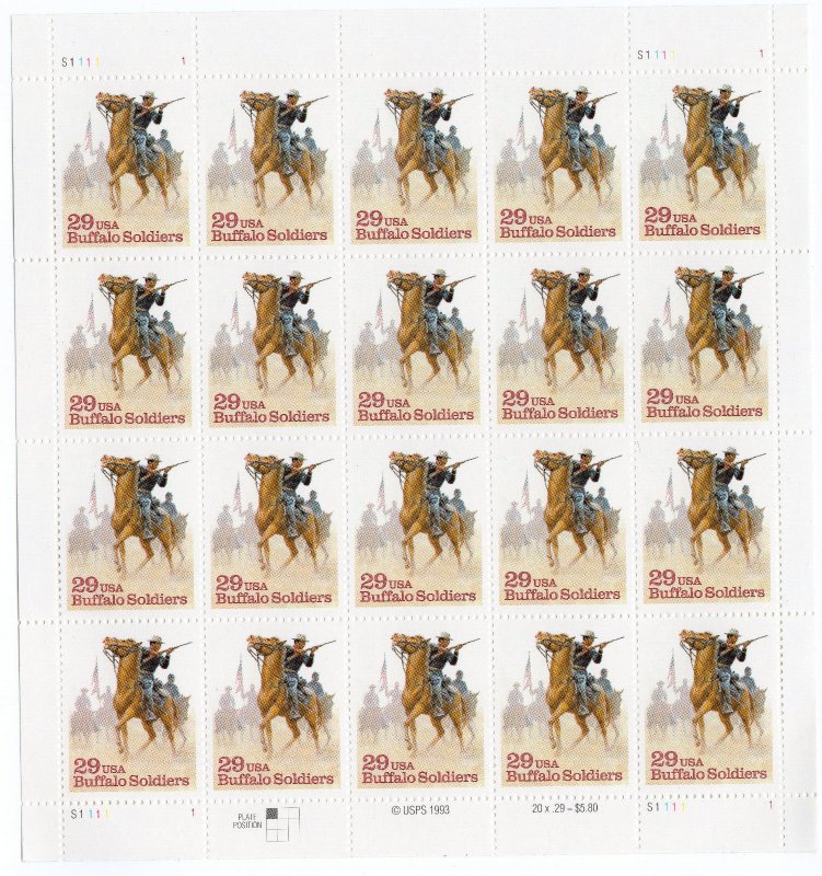 Scott #2818 Buffalo Soldiers (Black Heritage) Sheet of 20 Stamps - MNH