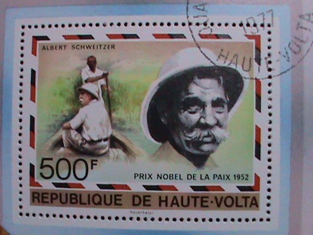 UPPER VOLTA-1977 NOBEL PRICE WINNER CTO S/S -WITH FIRST DAY OF POSTAL CANCEL