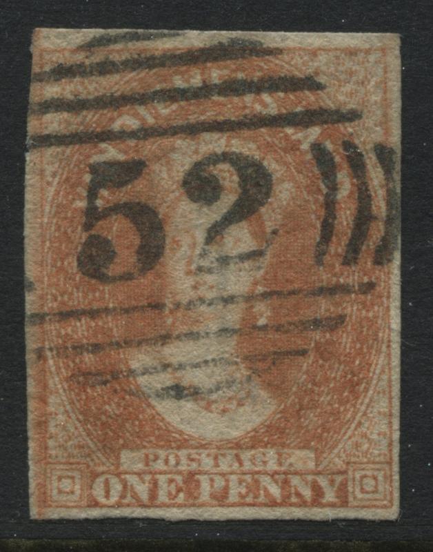 Tasmania 1865 1d orange red used