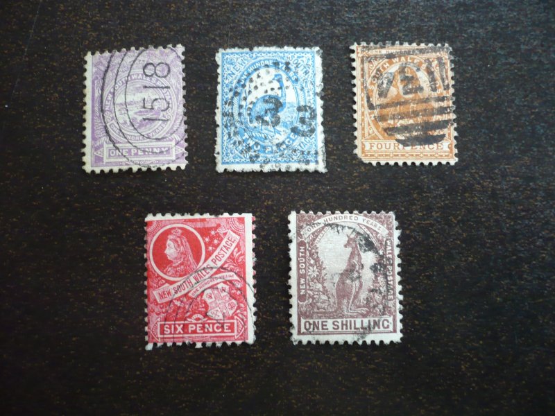 Stamps - New South Wales - Scott# 77-80,82 - Used Part Set of 5 Stamps