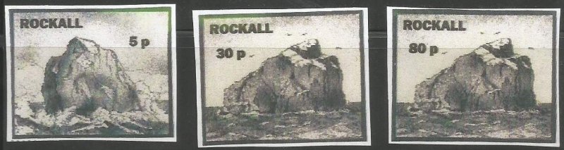 ROCKALL ISLAND - View of Island from Sea - Imperf 3v Set - M N H - Private Issue