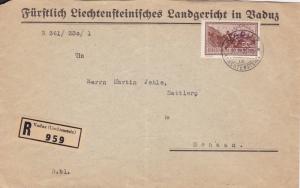 Liechtenstein 1935 Official Cover Vaduz to Schaan Registered & Backstamped.