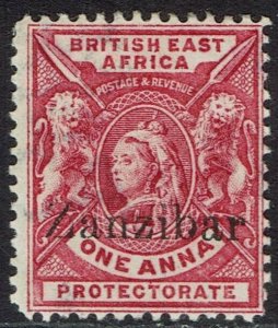 ZANZIBAR 1896 QV BRITISH EAST AFRICA OVERPRINTED 1A